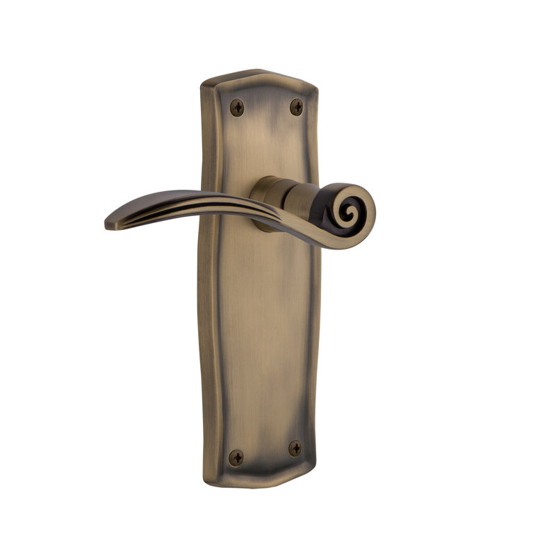 Prairie Plate Single Dummy with Swan Lever, Antique Brass, Left Handed