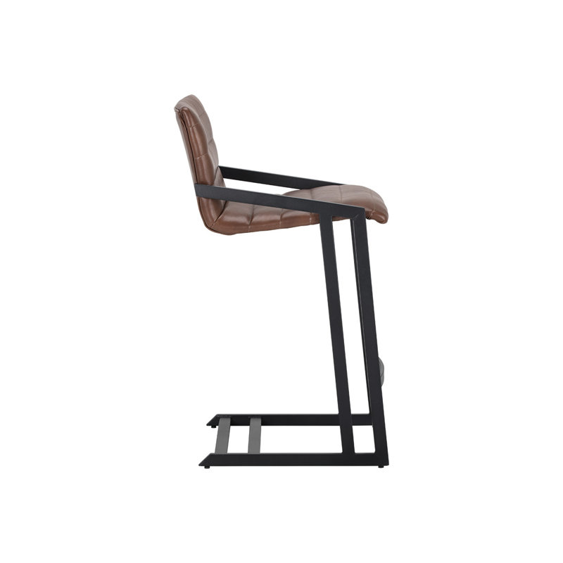Webber Upholstered Stool with Metal Frame, Black Faux Leather, Counter Stool (26" Seat Height)