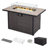 Outdoor 25.6"h ×42.8"w Propane Gas Rattan Fire Pit Table, Ceramic Tabletop and PE Rattan Weaved Iron Frame, Water-proof Oxford Cover, Glass Fire Pit Wind Guard, Glass Beads, Lid Included, Dark Brown and Coffee Color