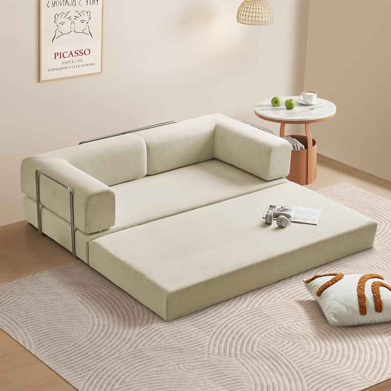 Canapé-lit en velours côtelé polyvalent Boneless, Beige