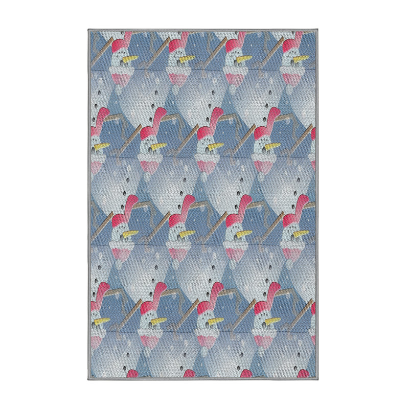 Tapis bleu/rouge à motifs, Rectangle 7 pi x 10 pi