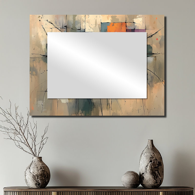 «Vintage Geometric Harmony Daisies I», art mural miroir floral, imprimé sur métal, 24 po x 32 po