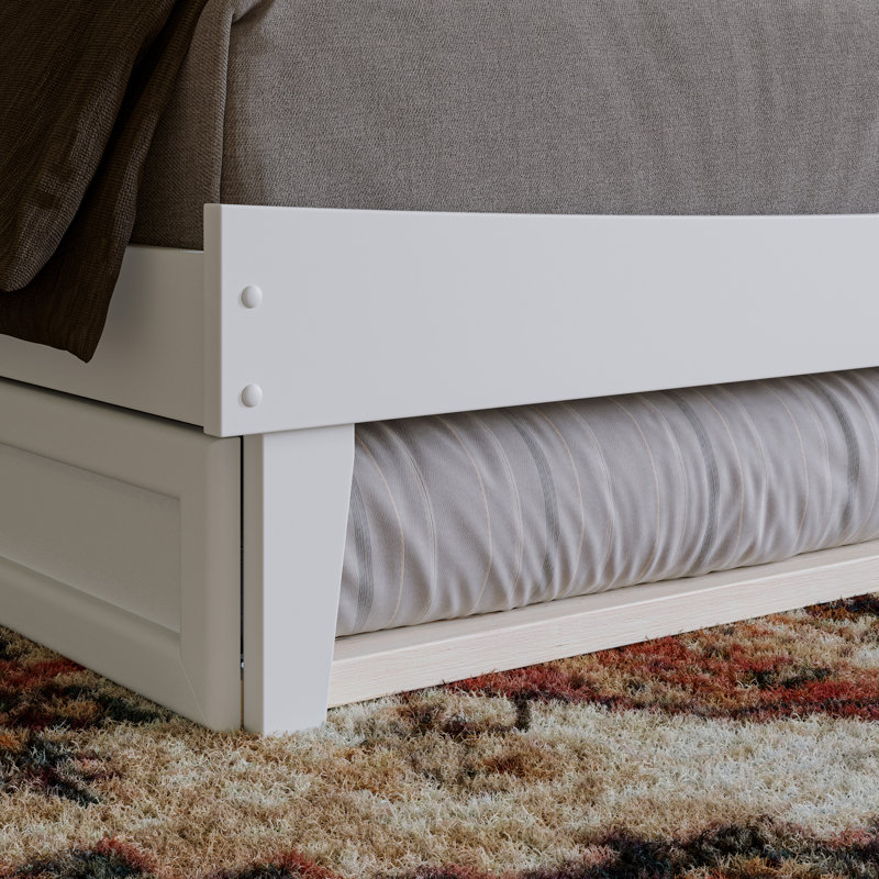 Phoenix Wood Platform Bed with Trundle, White, King