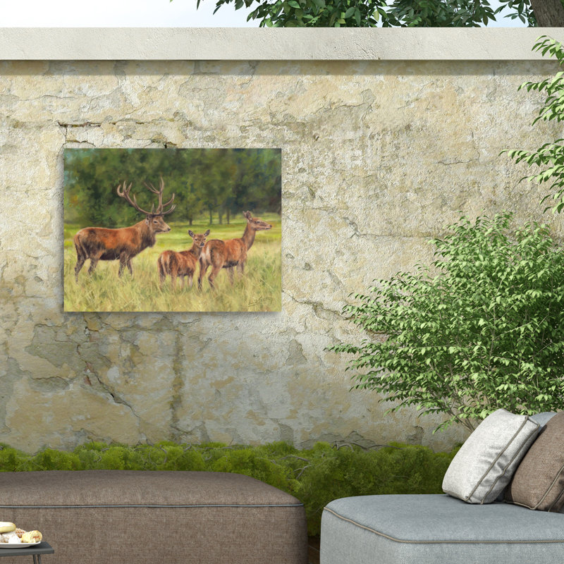 Toile extérieure David Stribble Deer Family, H 14 po x l 19 po