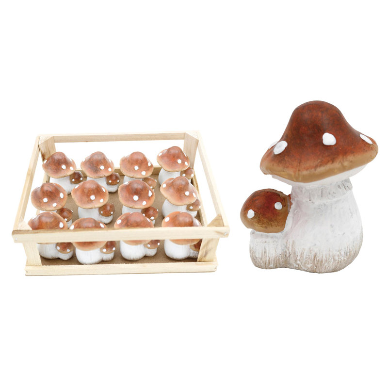 Couple de champignons en résine  en caisse S / 12 Home Decorations Spring