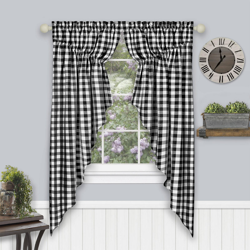 Draves Semi Sheer Curtain Pair, Black