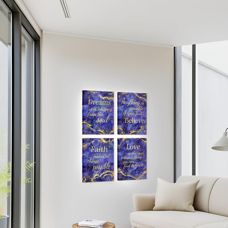 4 Piece Wrapped Canvas Print, Purple