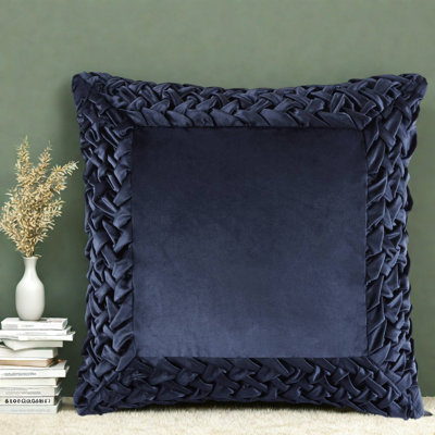 Ensemble de literie de qualité supérieure en polyester bleu marine, taie décorative 26 x 26 avec finition velours pour la décoration intérieure