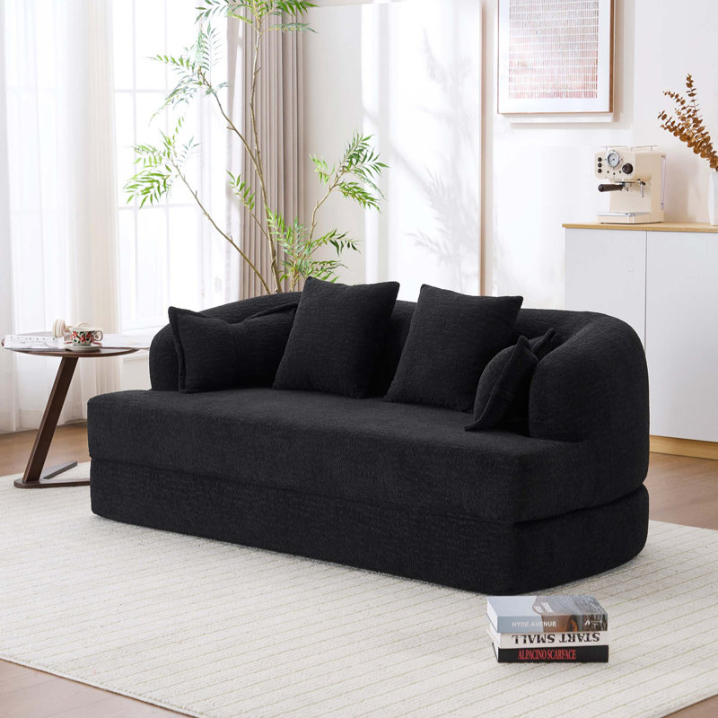 Canapé-lit 2 en 1 pliable avec coussins, Black