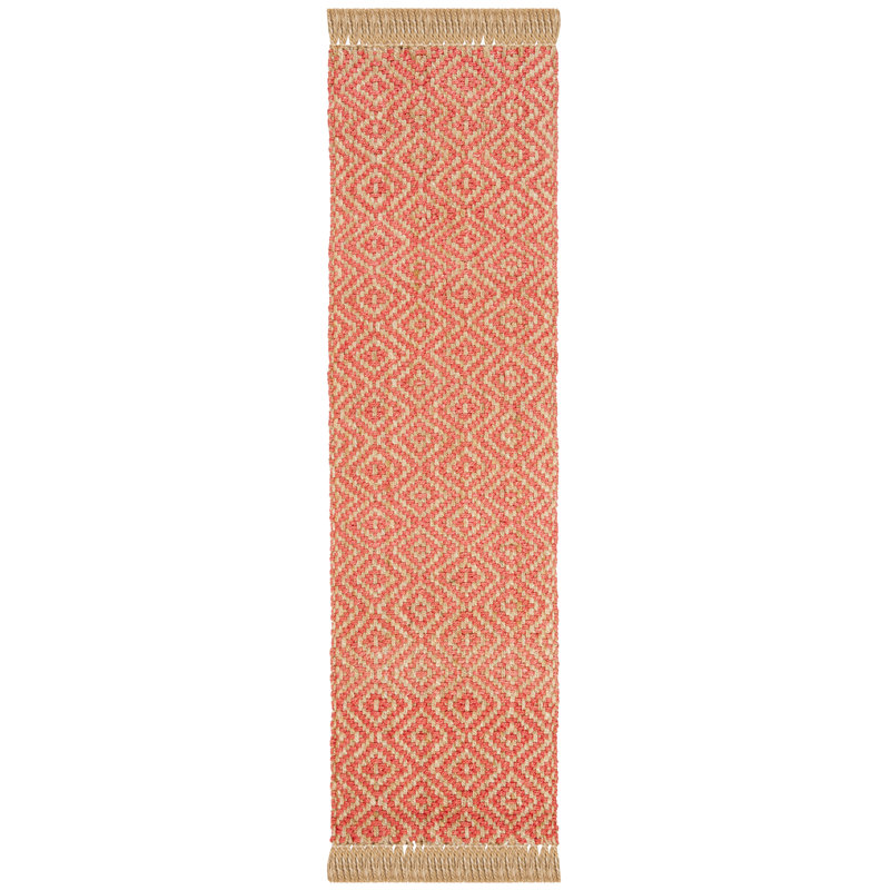 Desalvo Natural Fiber Hand Woven Jute Geometric Rug, Runner 2'3" x 8'