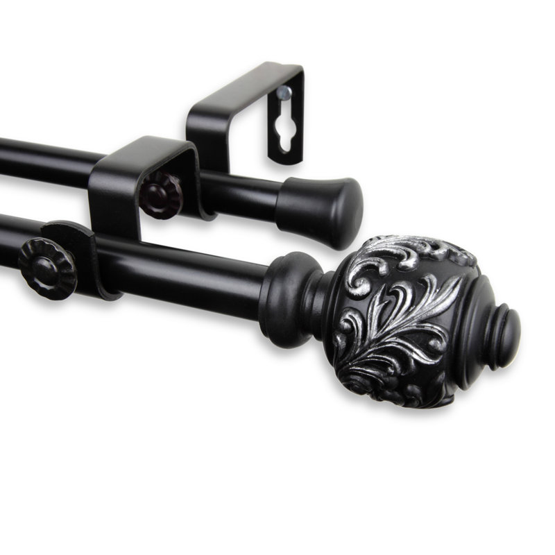 Tringle à rideaux double Ediline, 48 po - L 84 po, Noir