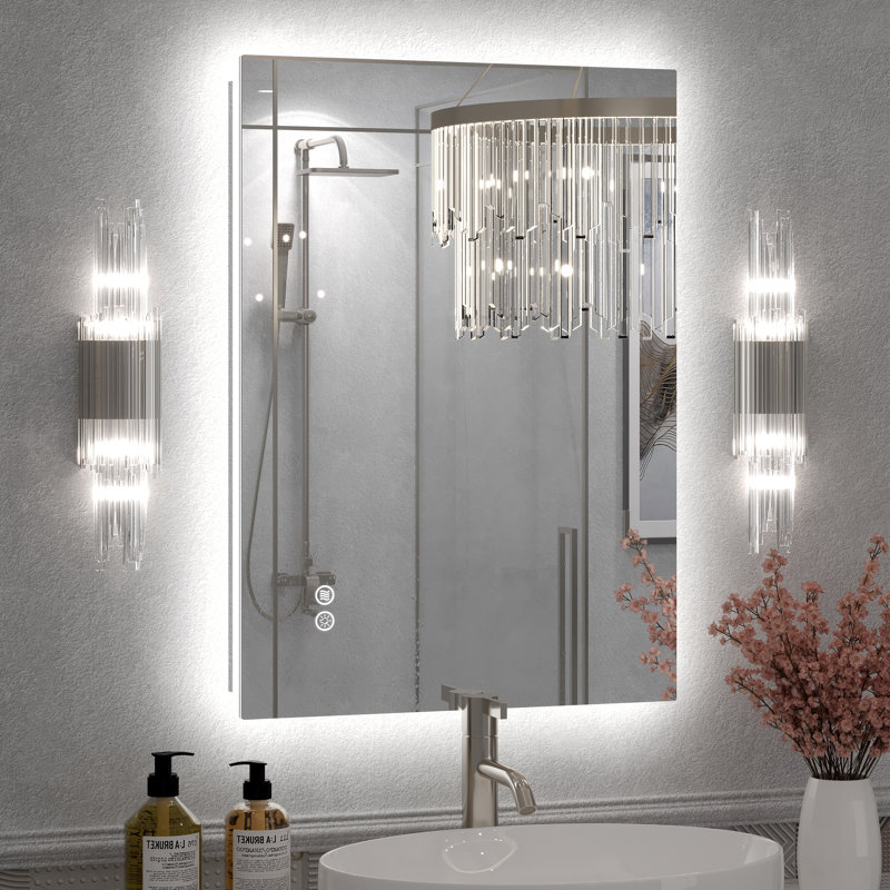 Miroir de salle de bain mural en verre trempé Molly, 28 po x 20 po, Rectangulaire