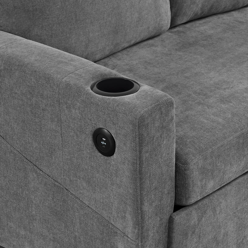  Canapé-lit 108,6 po à 4 places avec canapé de rangement en U 108,6 po, Gris foncé