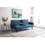 Canapé-lit de 72 po - Dossier convertible pliant en lit double avec porte-gobelet et table rabattable - Canapé en lin compact pour petits espaces - Assemblage facile, bleu-753345108
