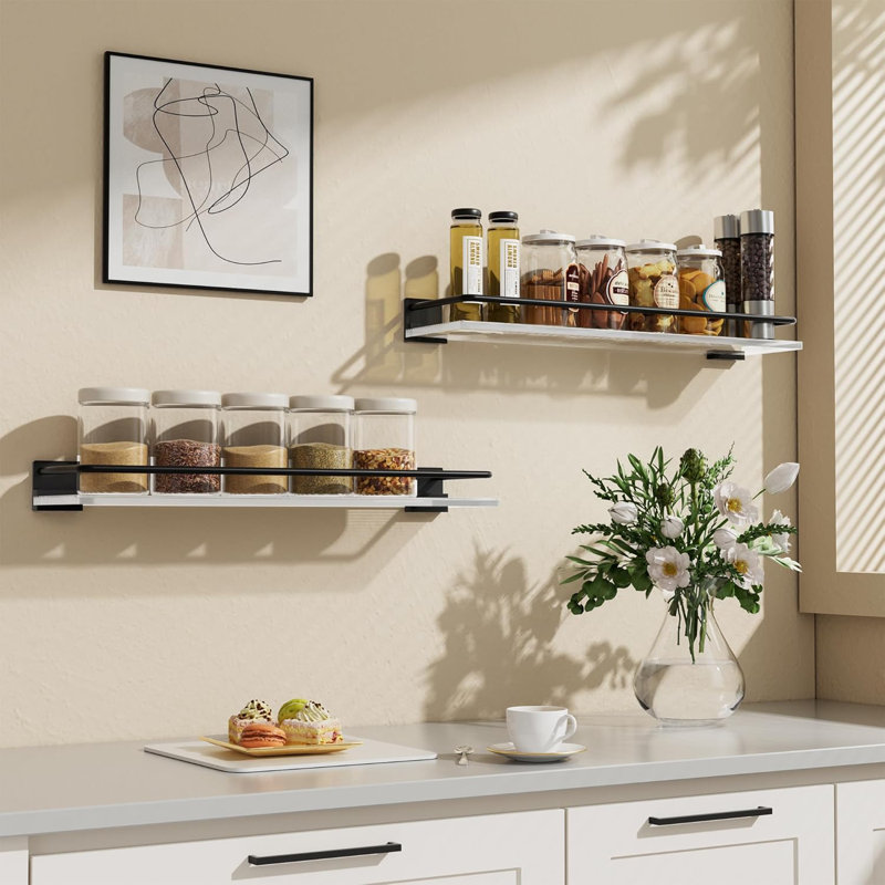 Ensemble de 2 tablettes flottantes en acrylique - Étagères de salle de bain murales pour articles de toilette, cuisine, salle de lavage, décor de maison de campagne - Solution de rangement durable et élégante