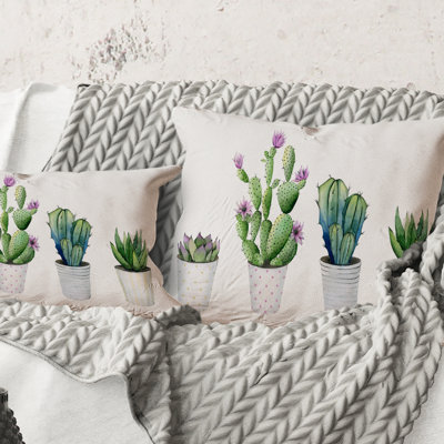 Rectangle, plante grasse cactus Aloe Vera Home Plants In The Pots - Coussin Farmhouse