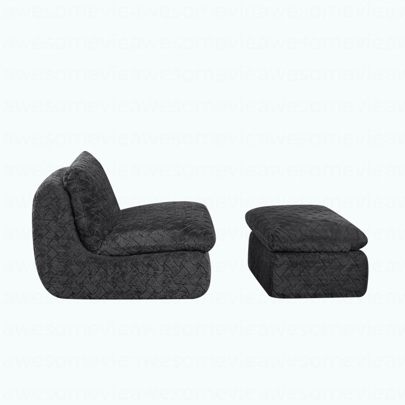 Fauteuil à compression double avec repose-pieds pivotant, Noir