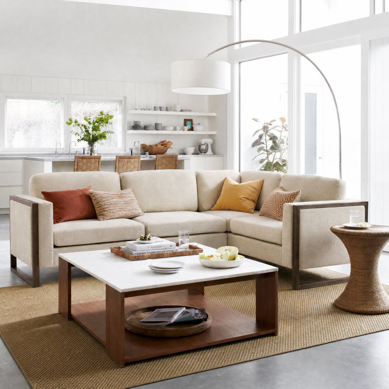 Arlowe 104'' Solid Wood L-Shaped Sectional Sofa with Plush Cushions