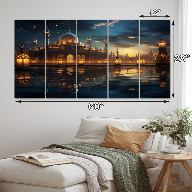 " Islam Art Ramadan Reflection " 5 Piece Art Mixed Media Print