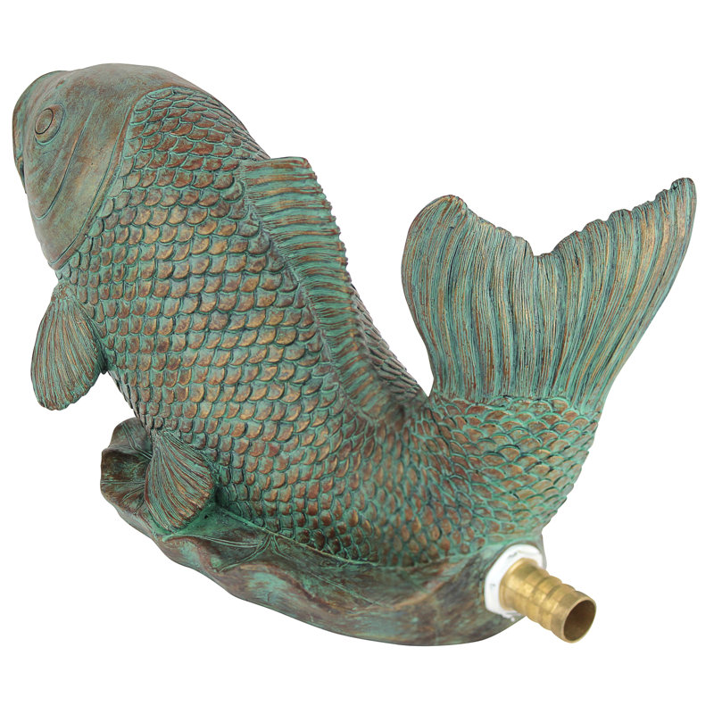 Japanese Koi Piped Spitter Garden Statue