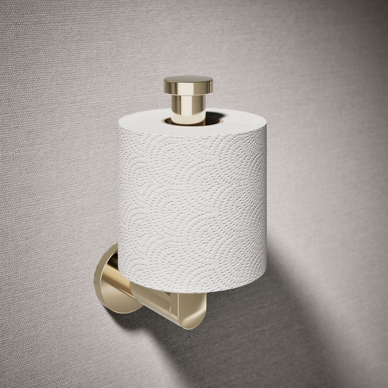 Vertical Wall Mount Toilet Paper Holder, Brushed Gold