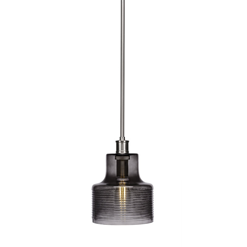 Boutin 1 Light Pendant Shown With 7.5" Glass, Brushed Nickel, Smoke