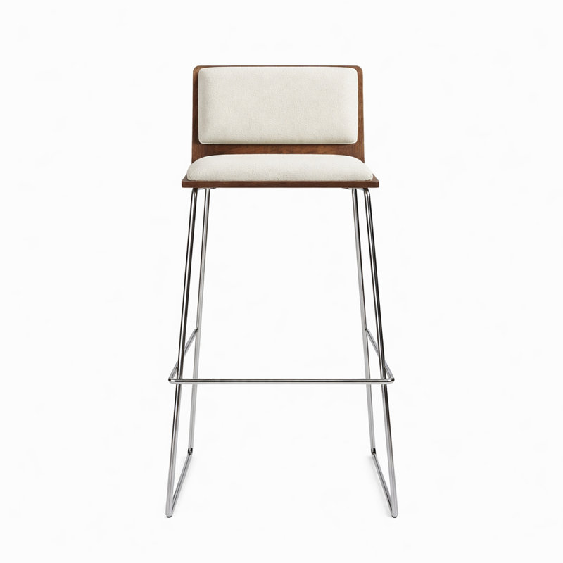 Tabourets Corona, Tissu blanc cassé, Chrome chrome, Tabouret de bar (siège d'une hauteur de 29 po)