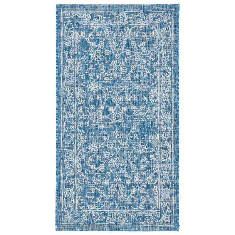 Abhik Grey/Navy Indoor/Outdoor Rug, Rectangle 79 x 152 cm