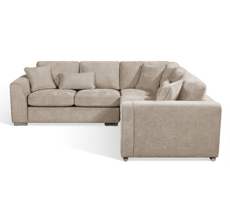4 Seater Corner Sectional, Beige Chenille