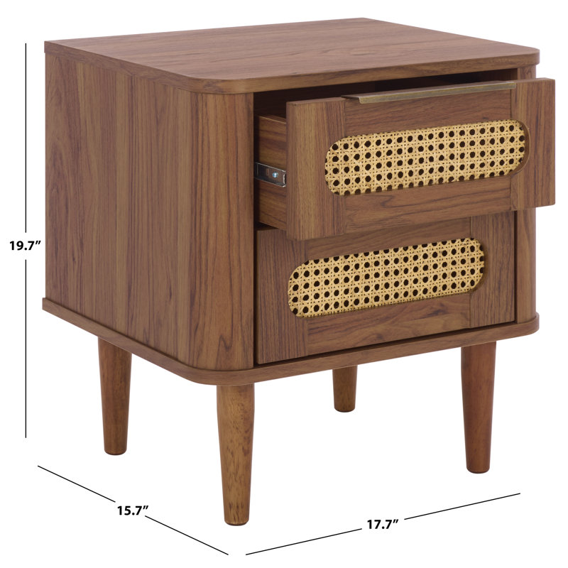 Brey 2 Drawer Nightstand, Walnut