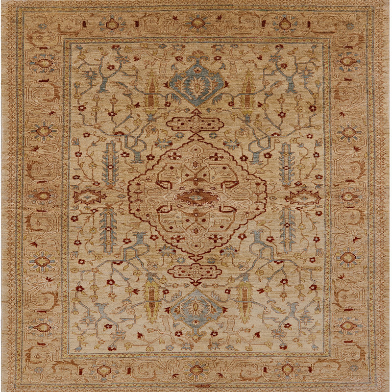 Tapis brun à motif oriental, Carré 6 pi
