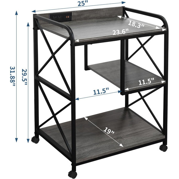 IDEALHOUSE Large Printer Stand With Power Outlets And USB Charging Ports, Mobile