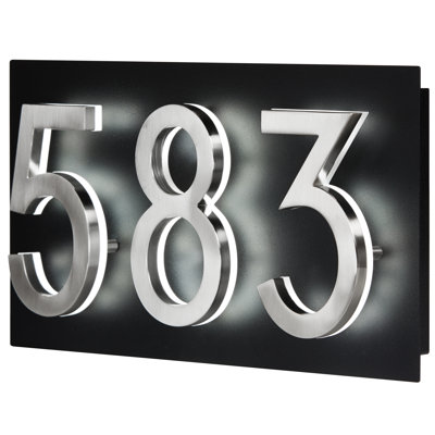 Plaque d'adresse pour numéros DEL rétro-éclairés, noir