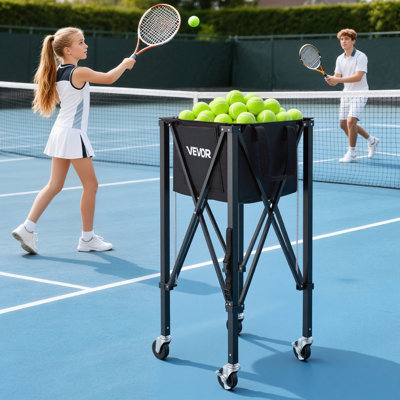 La trémie de balle de tennis, peut contenir 120 balles de tennis, le chariot de basketball pliable avec roues pour un ramassage facile, l'alliage d'aluminium léger, le chariot de pickleball portable avec sac de rangement, pour l'entraînement