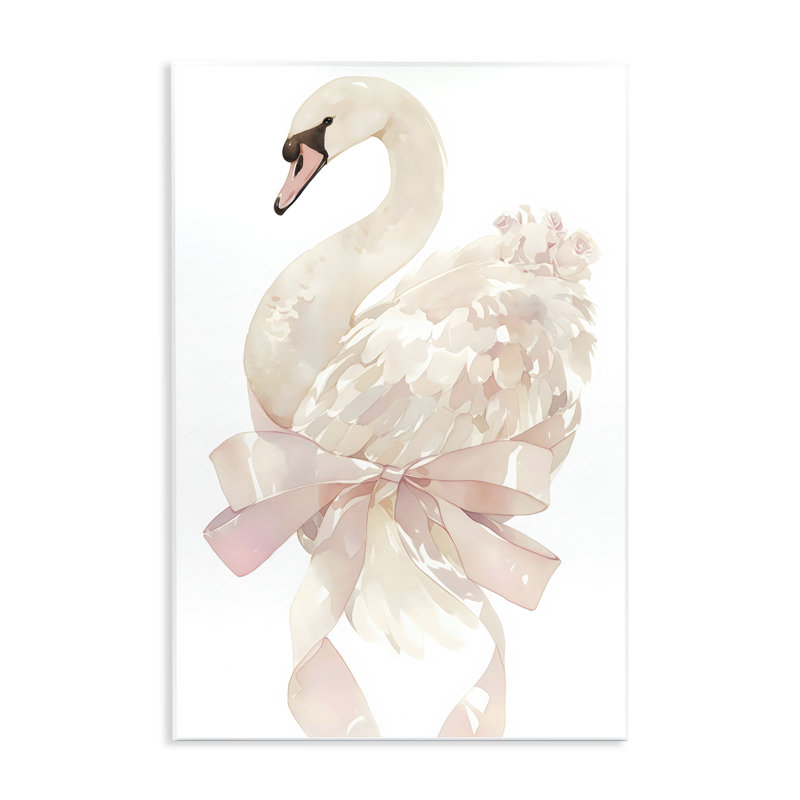 Plaque murale Coquette Swan with Bow, design by Creative Studio, H 19 po x l 13 po