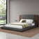Low Upholstered Bed With Headboard And Bedside Shelves