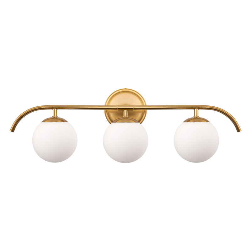 Applique murale moderne à 3 lumières avec globes en verre givré pour salle de bain, miroir et couloir, Or