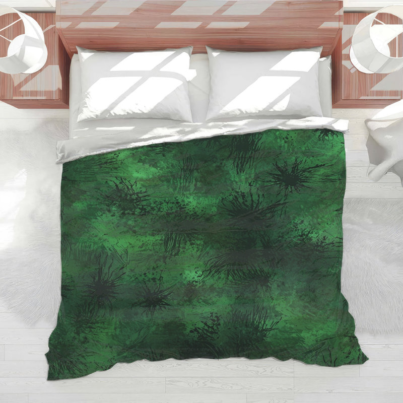 Green Abstract Splatter Comforter, Twin