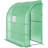 7' X 3' X 7' Lean To Greenhouse, Walk-In Green House, Plant Nursery With 2 Roll-Up Doors And Windows, PE Cover And 3 Wire Shelves, Green