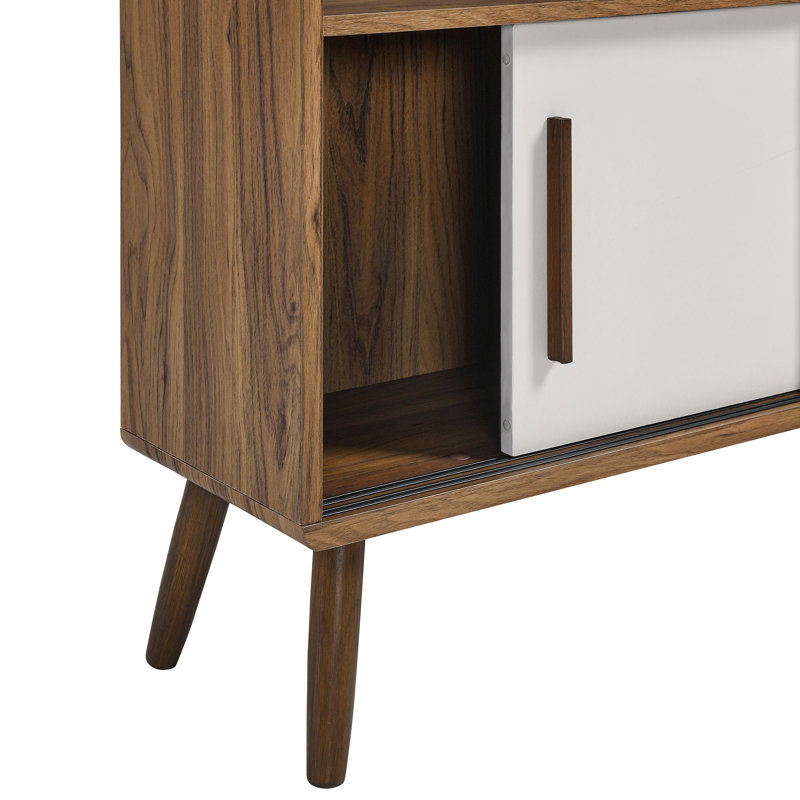 Transmit 45" Bookcase With Sliding Doors In Walnut, Walnut-Linen