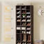 Armoire de rangement pour chaussures à 25 niveaux en espresso 25,6 pouces, étagère à chaussures moderne en bois à 30 casiers-122821366