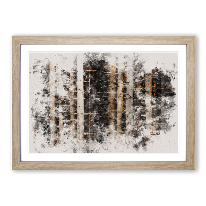 Bare Trees - Picture Frame Graphic Art, 27cm H x 36cm W x 2cm D, Oak