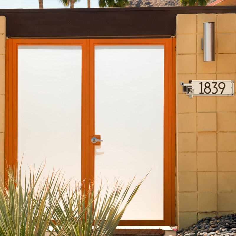 Frank Lloyd Wright, plaque moderne abstraite cubique, 1 ligne standard, Brun, Oui, Calcaire vieilli / brun foncé