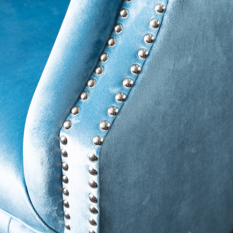 Valli Upholstered Barrel Chair, Aqua Velvet