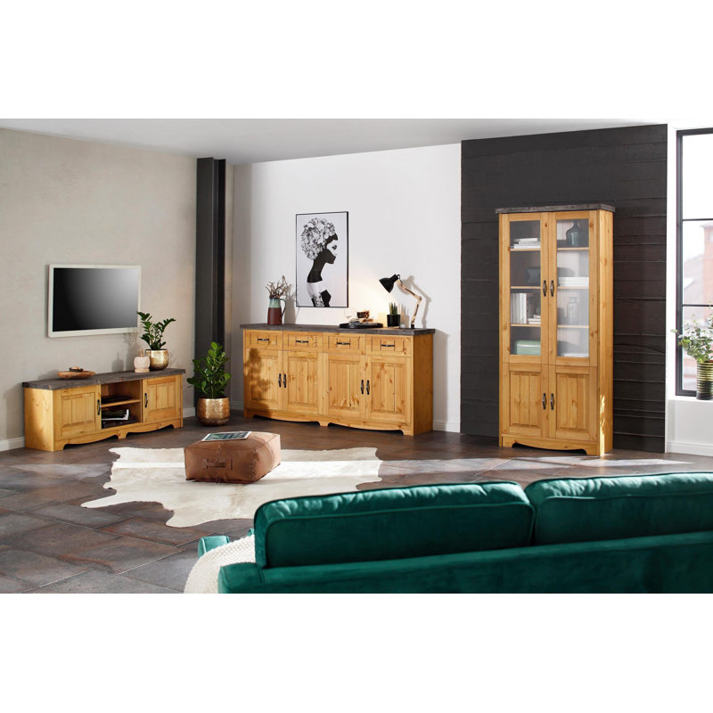 193.8cm Solid Wood Sideboard, Natural/Grey
