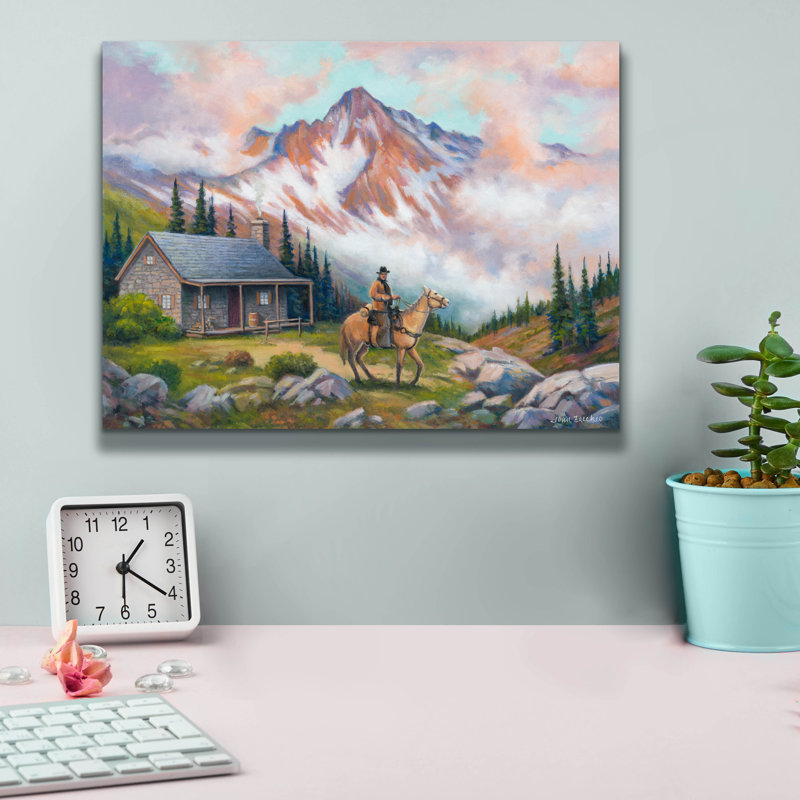 «Epic Graffiti 'Country Cabin» par John Zaccheo, art mural sur toile, H 12 po x l 16 po x P 0,75 po