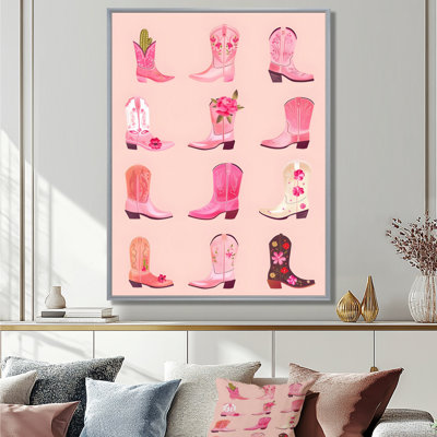 Pink Assorted Cowboy Boots - Cowgirls Wall Art