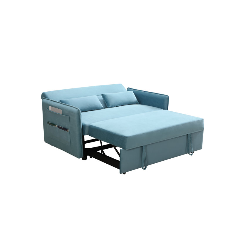 Canapé-lit gigogne moderne SofaMEGA, fauteuil de détente convertible réglable avec 2 poches latérales et 2 coussins, idéal pour la maison ou le bureau.