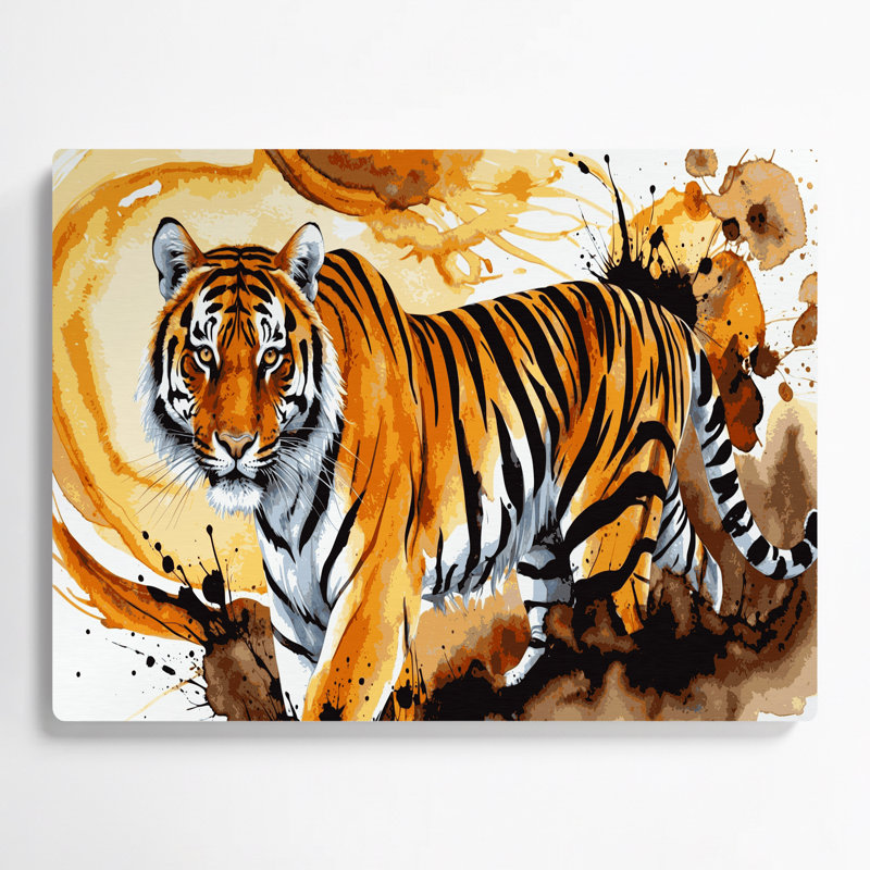 «Big Cats», tigre doré, art mural en métal beige, H 20 po x l 24 po