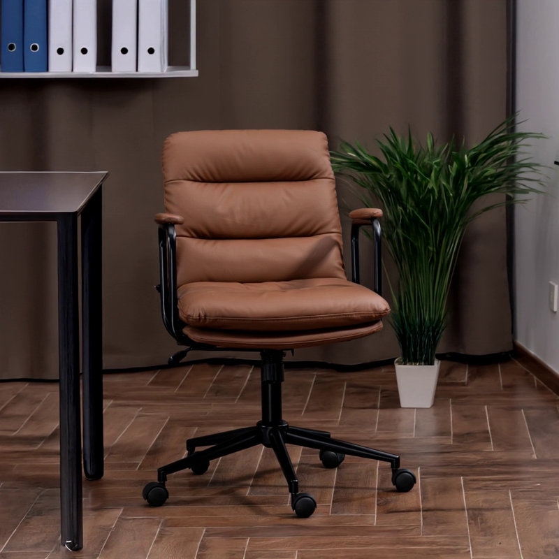 Chaise de bureau, Similicuir brun